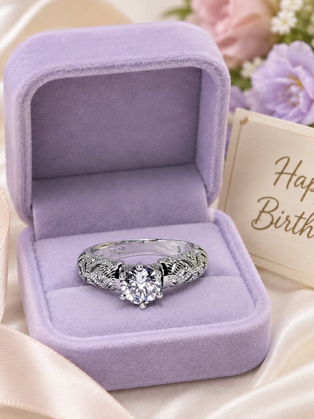 Sterling Silver Filigree Solitaire Ring R-8